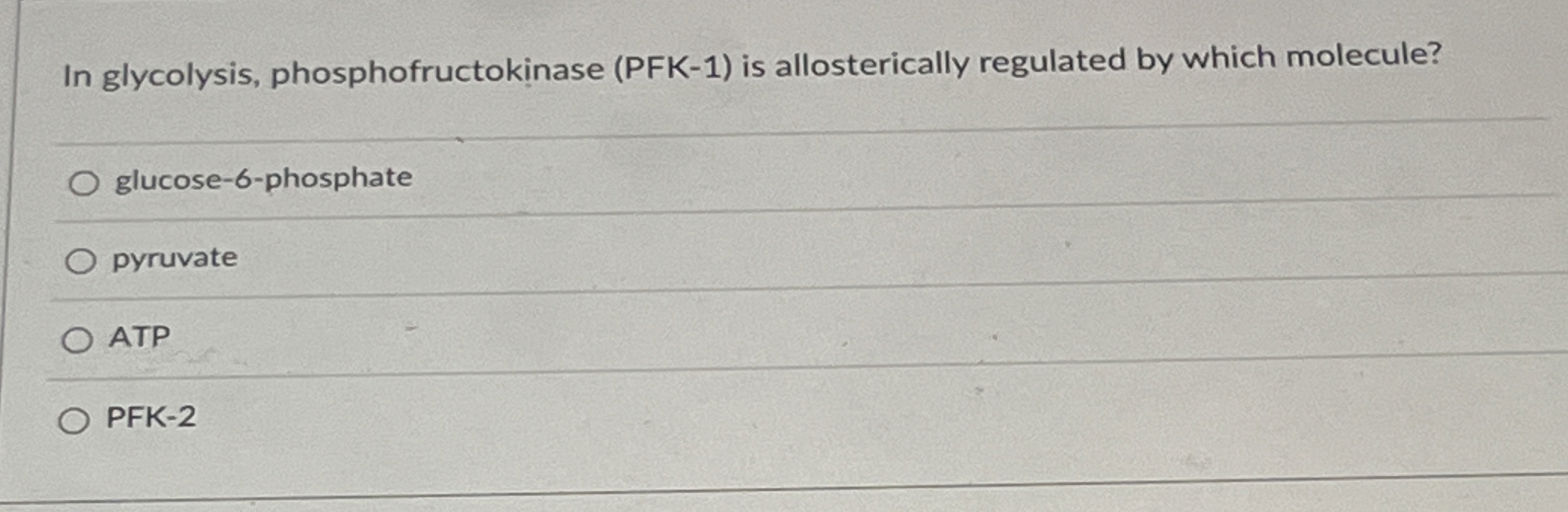 Solved In glycolysis, phosphofructokinase (PFK-1) ﻿is | Chegg.com