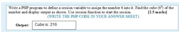 Solved Write a PHP program to define a session variable to | Chegg.com