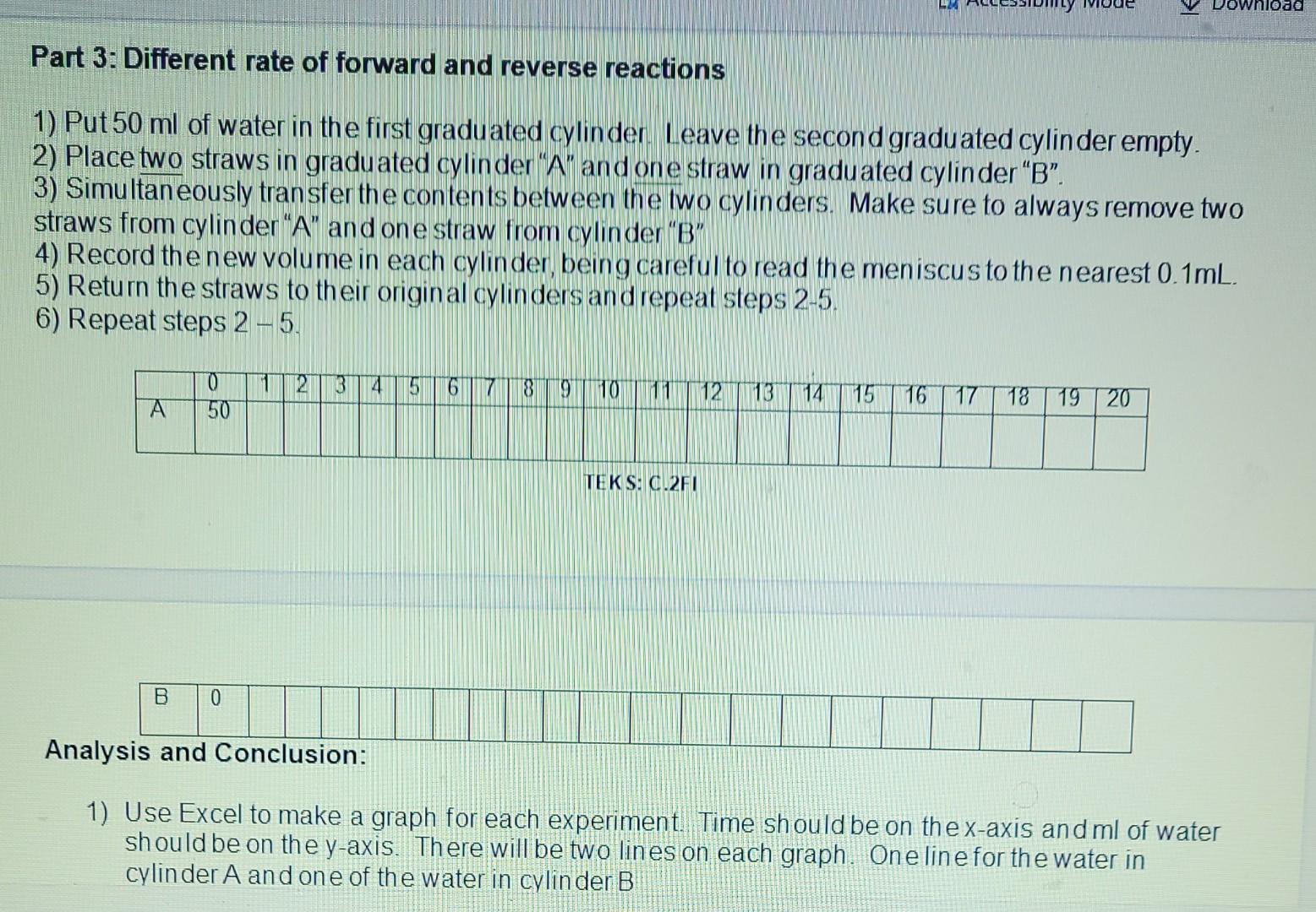 Straw Lab Introduction to Equilibrium Background