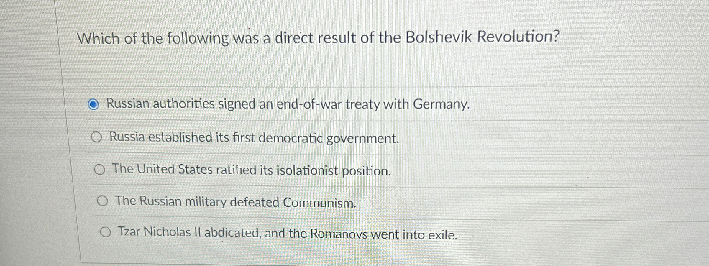 Solved Which of the following was a direct result of the | Chegg.com