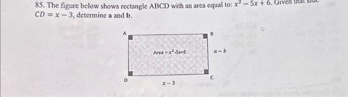 Solved 85. The figure below shows rectangle \\( | Chegg.com