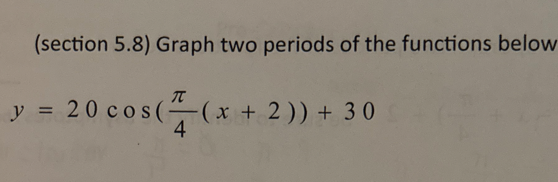 Solved (section 5.8) ﻿Graph two periods of the functions | Chegg.com