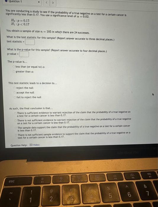 Solved You are conducting a study to see if the probability | Chegg.com