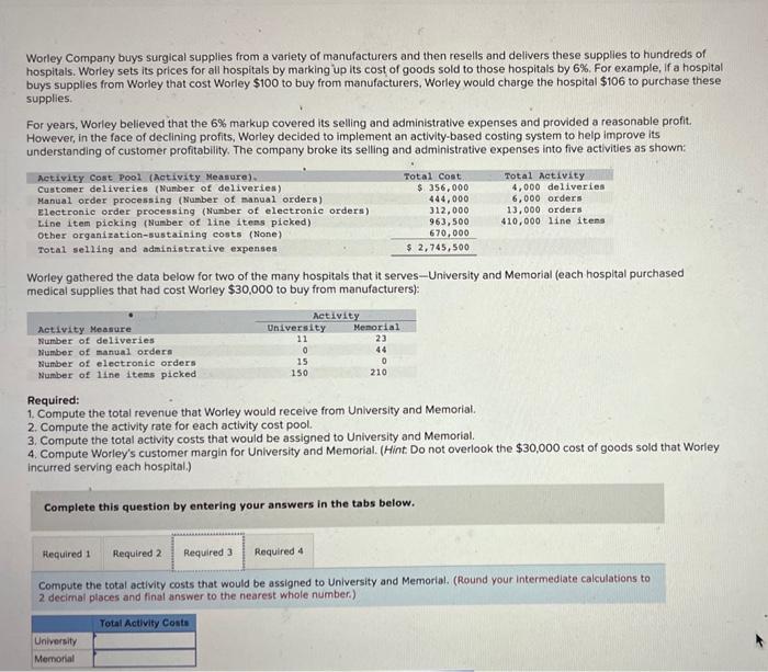Solved Worley Company buys surgical supplies from a variety