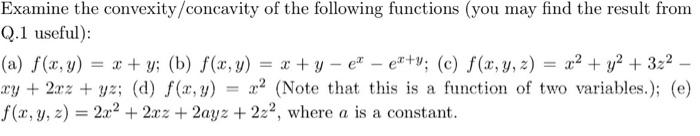 Solved Examine the convexity/concavity of the following | Chegg.com