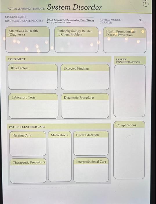 Solved activelearning template System Disorder STUDENT NAME Chegg com