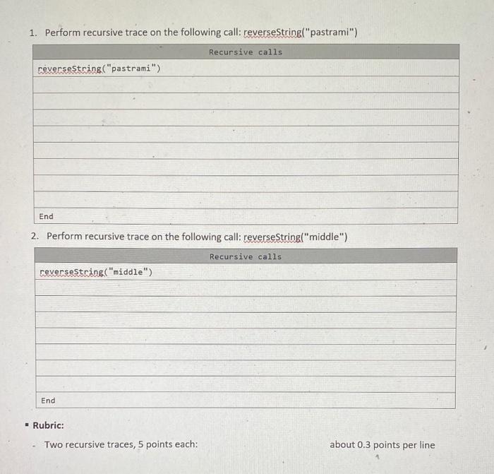 Solved Task 1. Recursive Tracing (10 points) • Purpose: | Chegg.com
