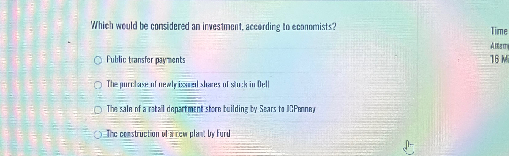 Solved Which would be considered an investment, according to