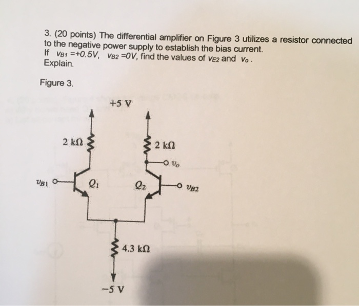 Solved 3. (20 points) The differential amplifier on Figure 3 | Chegg.com