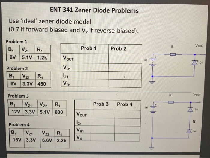 Solved ENT 341 Zener Diode Problems Use 'ideal zener diode