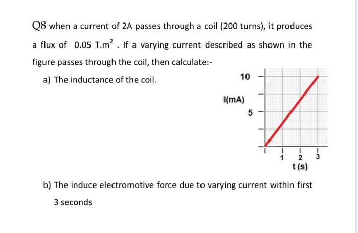 Solved Q8 when a current of 2A passes through a coil (200 | Chegg.com