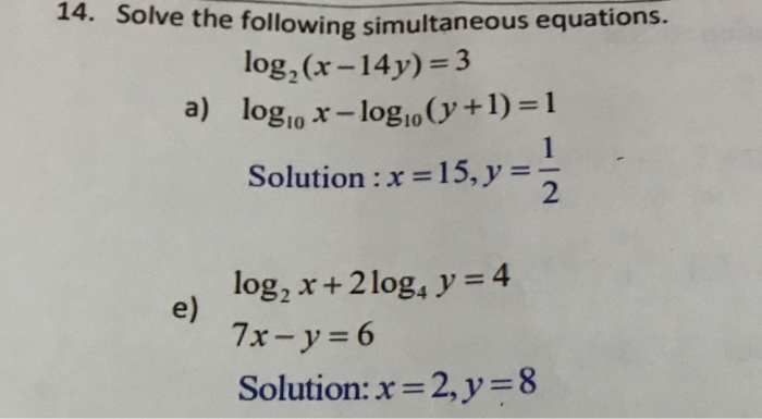 How To Solve Log Simultaneous Equations