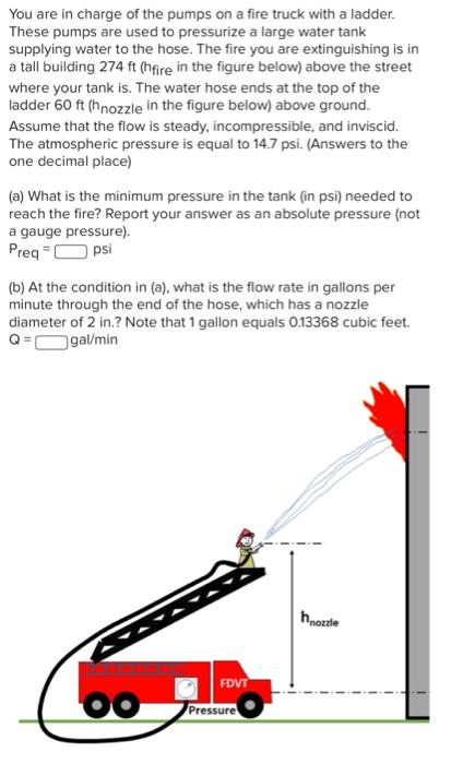 Solved You are in charge of the pumps on a fire truck with a | Chegg.com