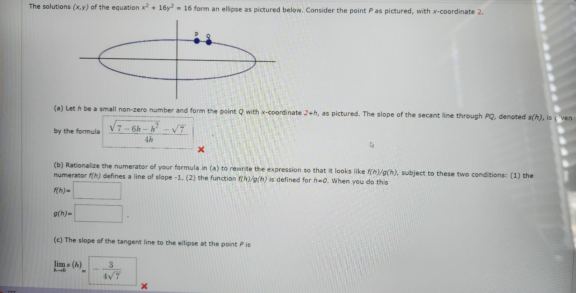 Solved solutions (x,y) of the equation x2+16y2=16 form an | Chegg.com