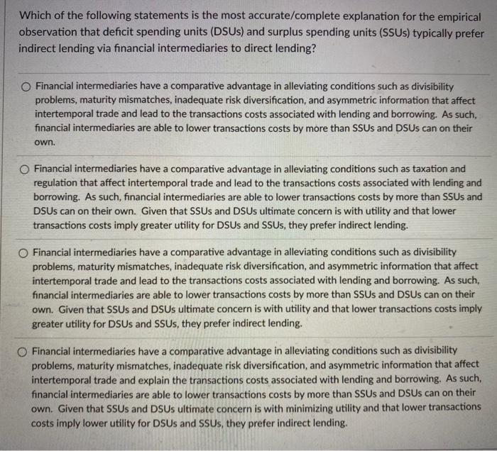 Solved Which of the following statements is the most | Chegg.com