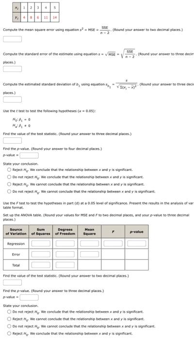 Solved 5 11 SSE Compute the mean square error using | Chegg.com