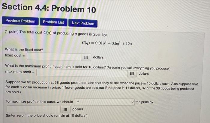 Solved Section 4.4: Problem 10 Previous Problem Problem List | Chegg.com