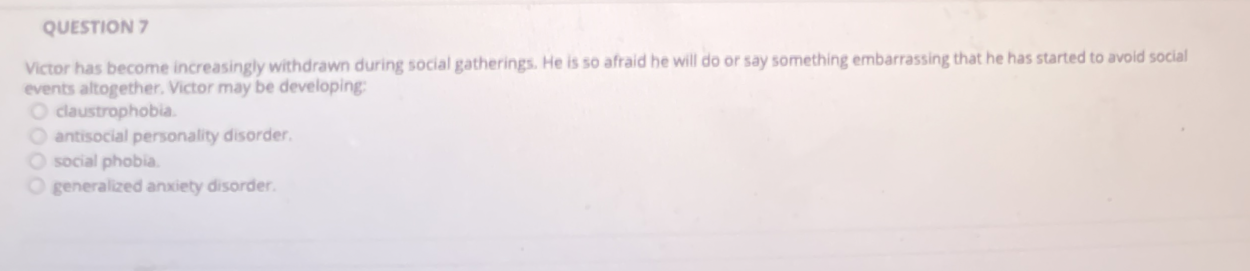 Solved Victor has become increasingly withdrawn during | Chegg.com