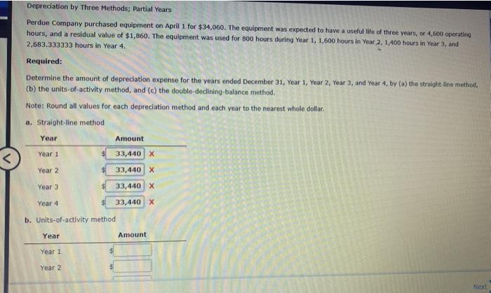 Solved Depreciation by Three Methods; Partial Years Perdue | Chegg.com