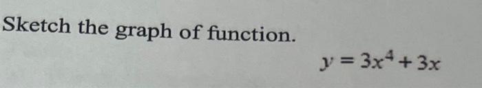 Solved Sketch the graph of function. y=3x4+3x | Chegg.com