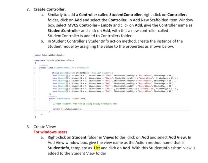 Solved Exercise 2: Create ASP.NET MVC Application 1. Start | Chegg.com