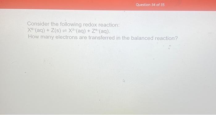 Solved Consider the following redox reaction: | Chegg.com