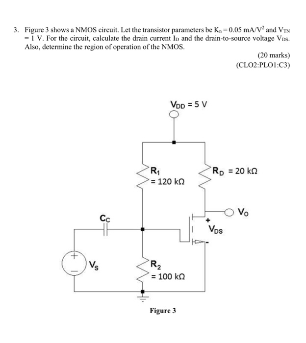 Solved 3. Figure 3 shows a NMOS circuit. Let the transistor | Chegg.com