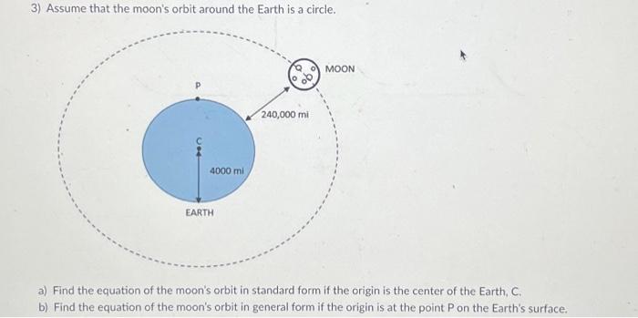 Solved 3) Assume that the moon's orbit around the Earth is a | Chegg.com