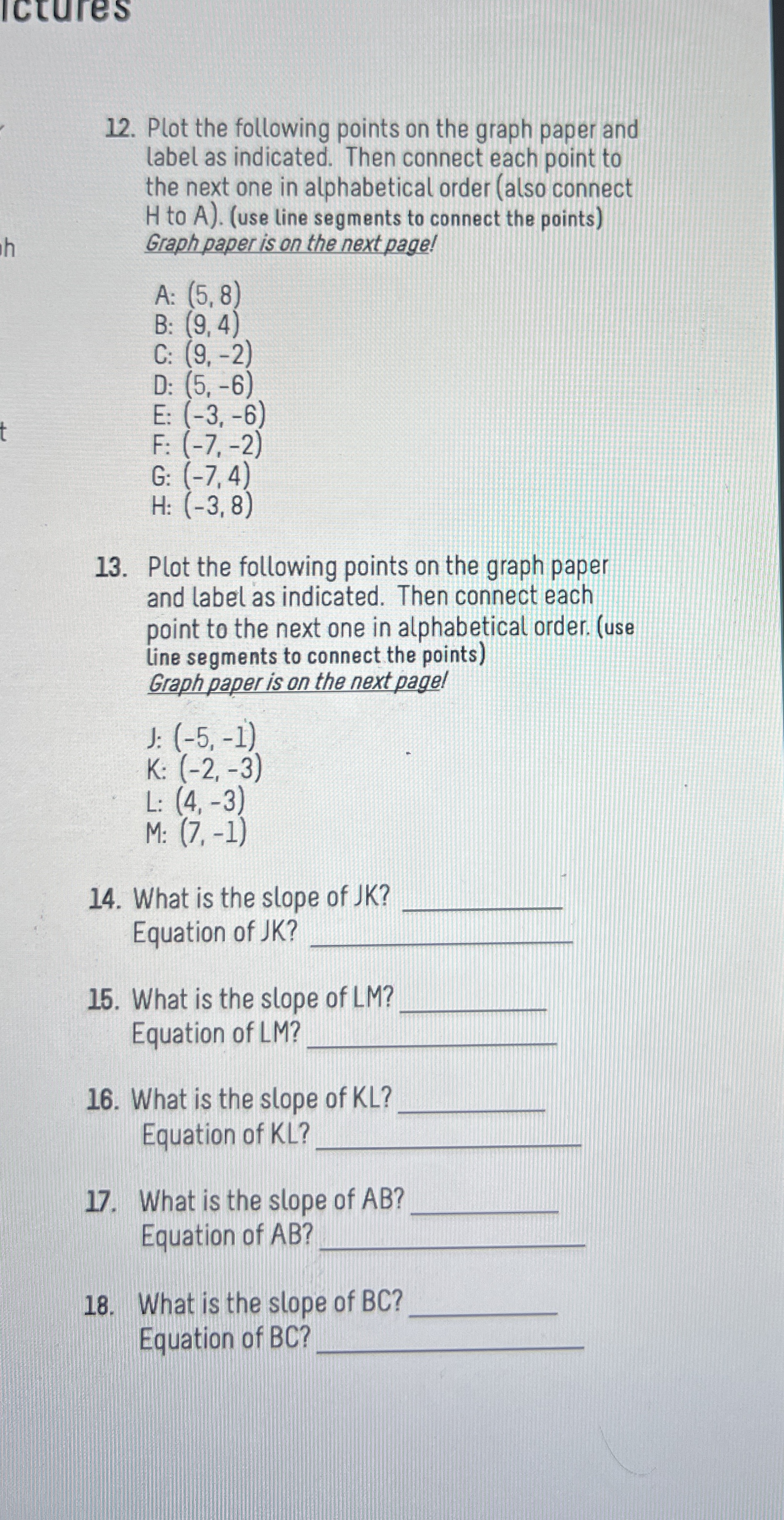 Solved Plot the following points on the graph paper and | Chegg.com