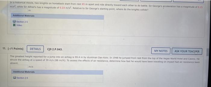 Solved In a historical movie, two knights on horseback start | Chegg.com