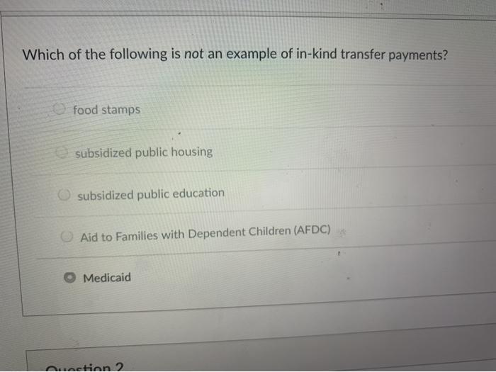 Solved Which of the following is not an example of inkind