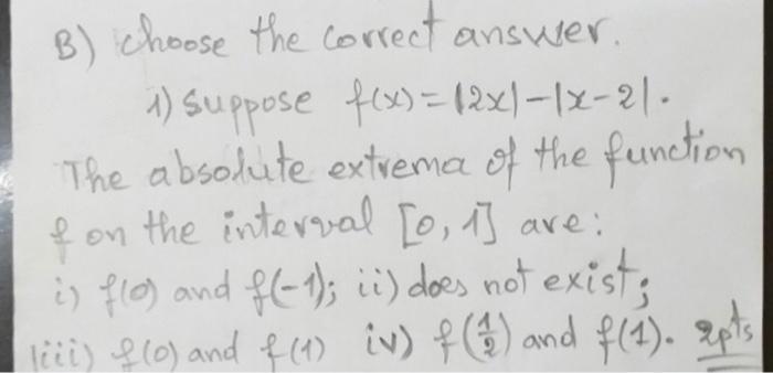 Solved B Choose The Correct Answer 1 Suppose F X