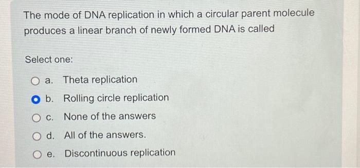 Solved The mode of DNA replication in which a circular | Chegg.com