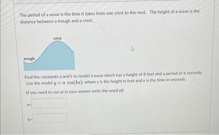 Solved The period of a wave is the time it takes from one | Chegg.com