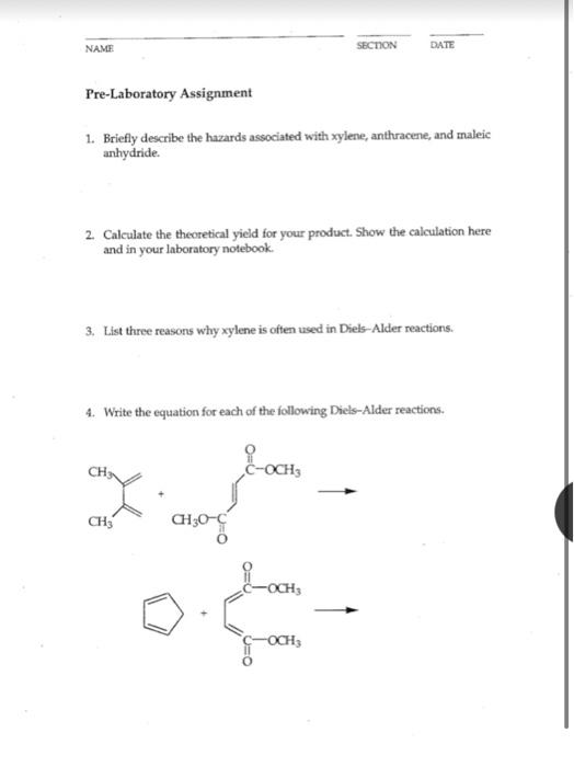 Solved NAME SECTON DATE Pre-Laboratory Assignment 1. Briefly | Chegg.com