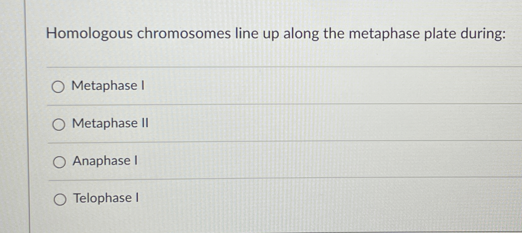 Solved Homologous chromosomes line up along the metaphase | Chegg.com