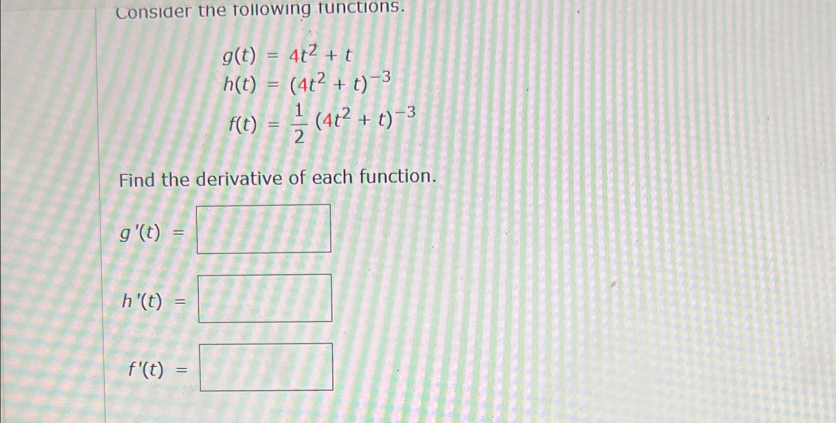 Solved Consider the following | Chegg.com