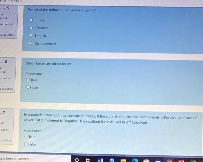 Solved estion 5 Which of the following is a vector quantity? | Chegg.com