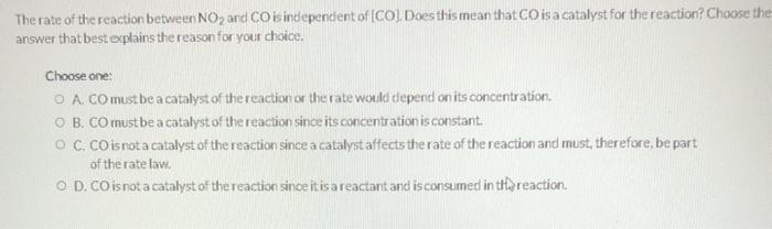 Solved The rate of the reaction between NO, and CO is | Chegg.com