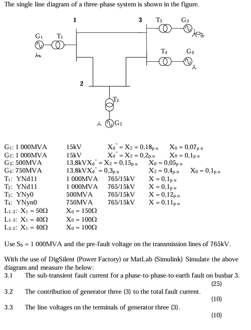 The single line diagram of a three-phase system is | Chegg.com