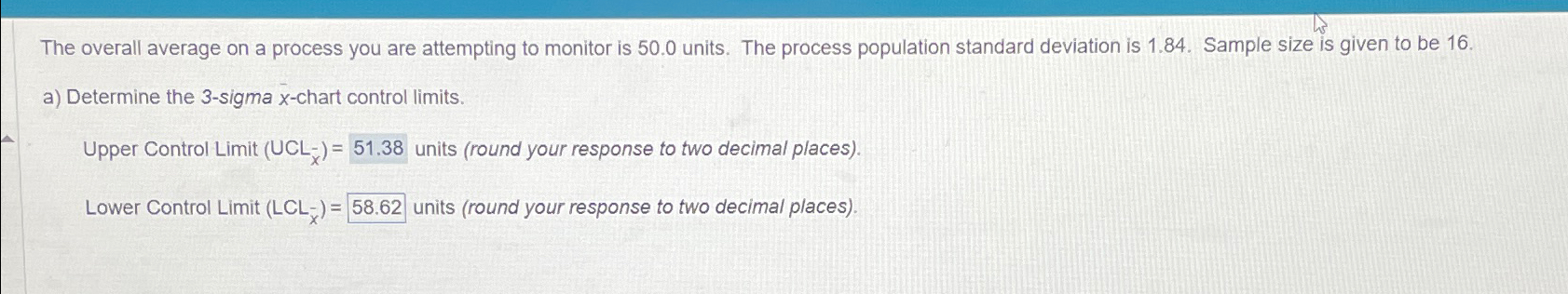 Solved The overall average on a process you are attempting | Chegg.com