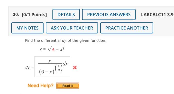 Solved 32. [0/1 Points] DETAILS PREVIOUS ANSWERS LARCALC11 | Chegg.com