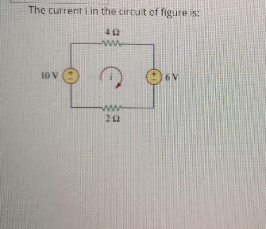 Solved The current i in the circuit of figure is: w 10 V С G | Chegg.com
