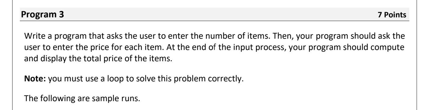 Solved Program 3 7 Points Write a program that asks the user | Chegg.com