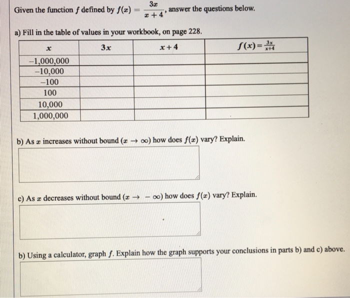 Solved Given the function f defined by f(x) = 4, answer the  Chegg.com