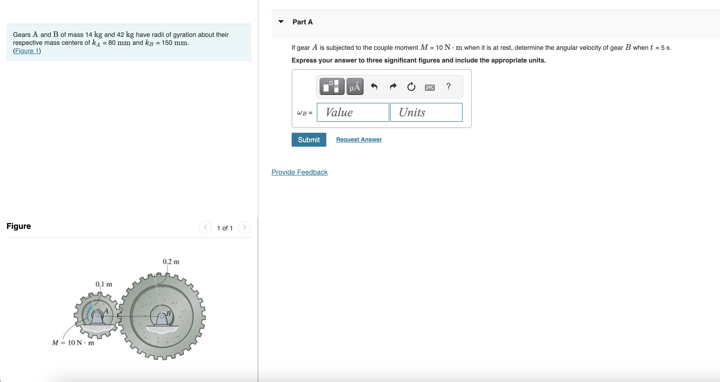 Solved Gears A And B ﻿of Mass 14kg ﻿and 42kg ﻿have Radii Of | Chegg.com