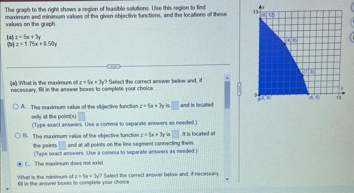 Solved The graph to the right shows a region of feasible | Chegg.com