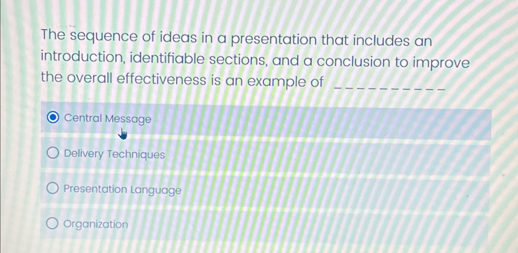 Solved The sequence of ideas in a presentation that includes | Chegg.com