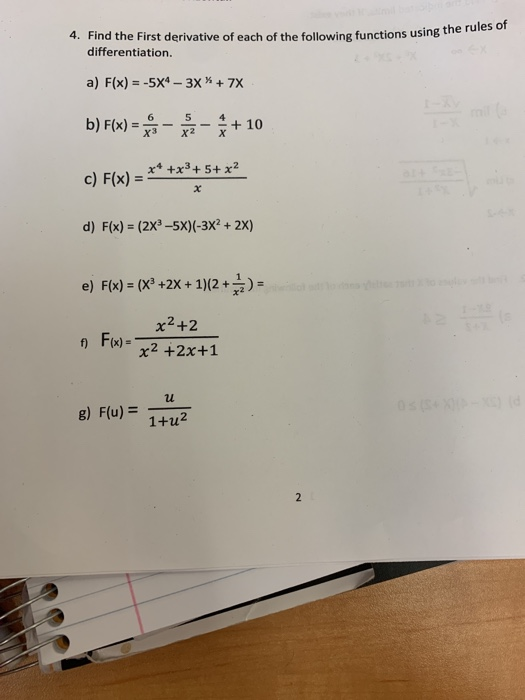 Solved 4. Find The First Derivative Of Each Of The Following | Chegg.com