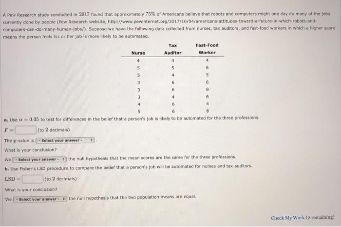 Solved A Pew Research Study Conducted In 2017 Found That Chegg